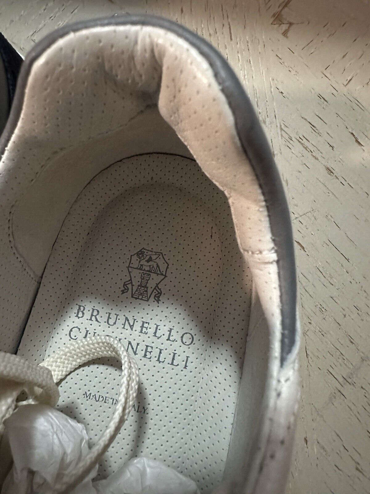 Brunello Cucinelli Men Leather/Suede Sneakers Blue/White 9 US/42 Eu New $997