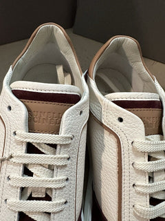 Brunello Cucinelli Men Leather/Suede Sneakers Burgundy/White 9 US/42 Eu New $997