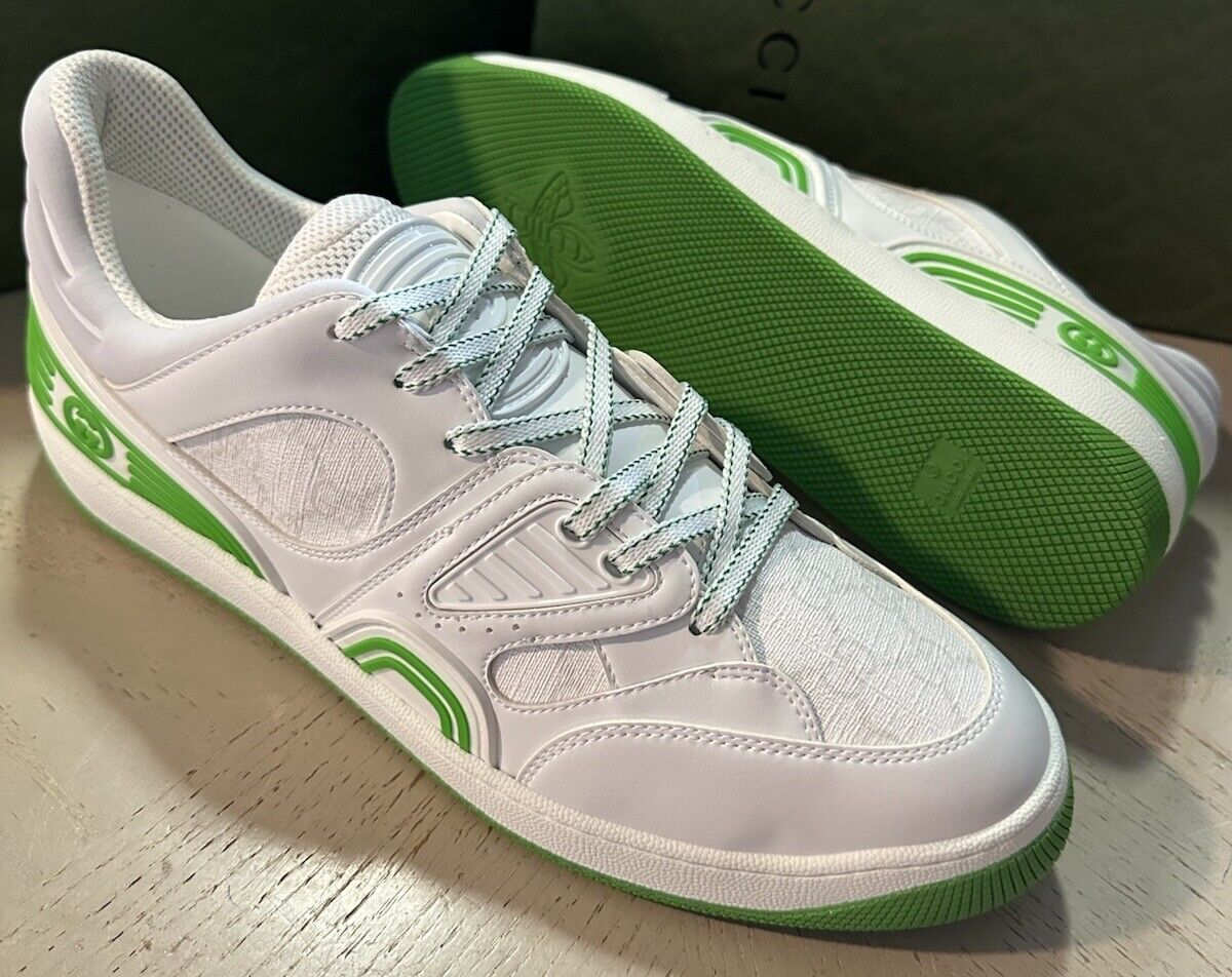 Gucci Men GG Supreme Demetra Basket Sneakers White/Green 13 US/12 UK 698785 New