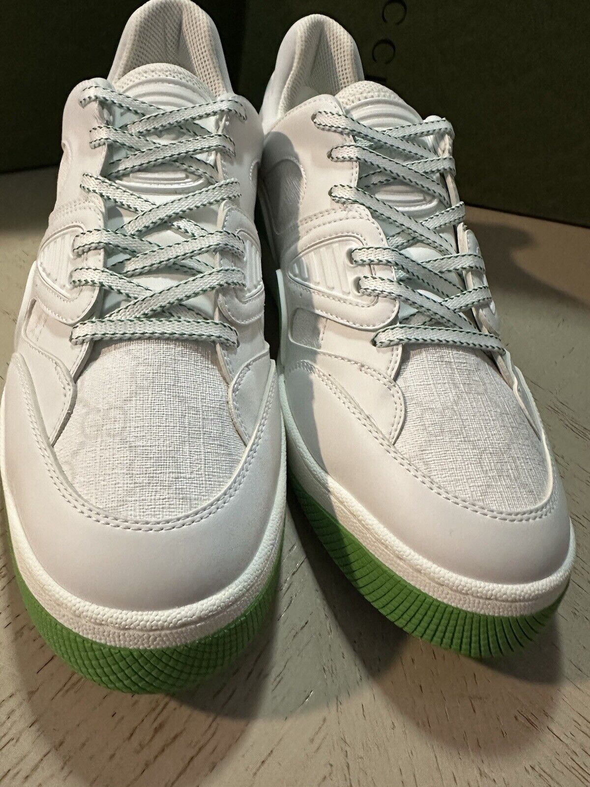 Gucci Men GG Supreme Demetra Basket Sneakers White/Green 13 US/12 UK 698785 New