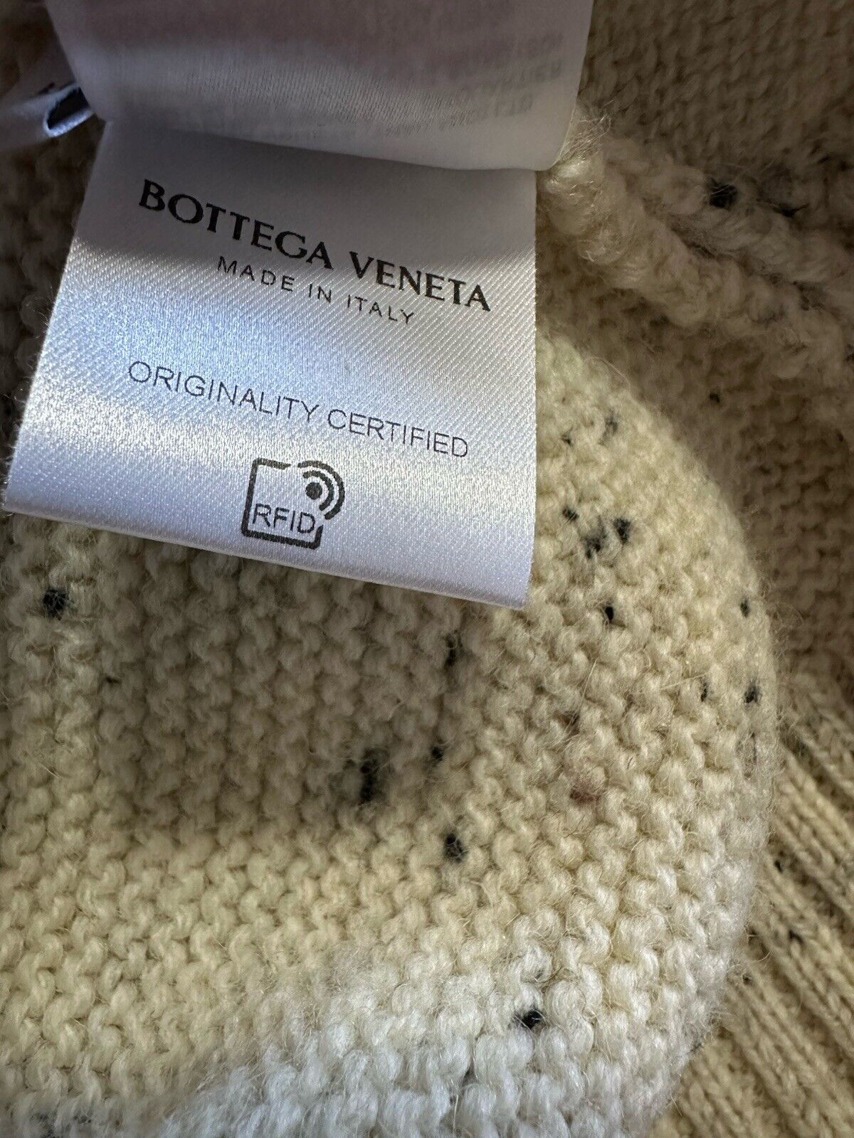 NWT $1200 Bottega Veneta Men Crewneck Wool Sweater White/Cream Size M