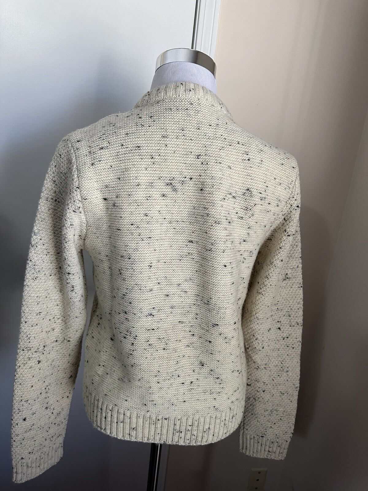 NWT $1200 Bottega Veneta Men Crewneck Wool Sweater White/Cream Size M