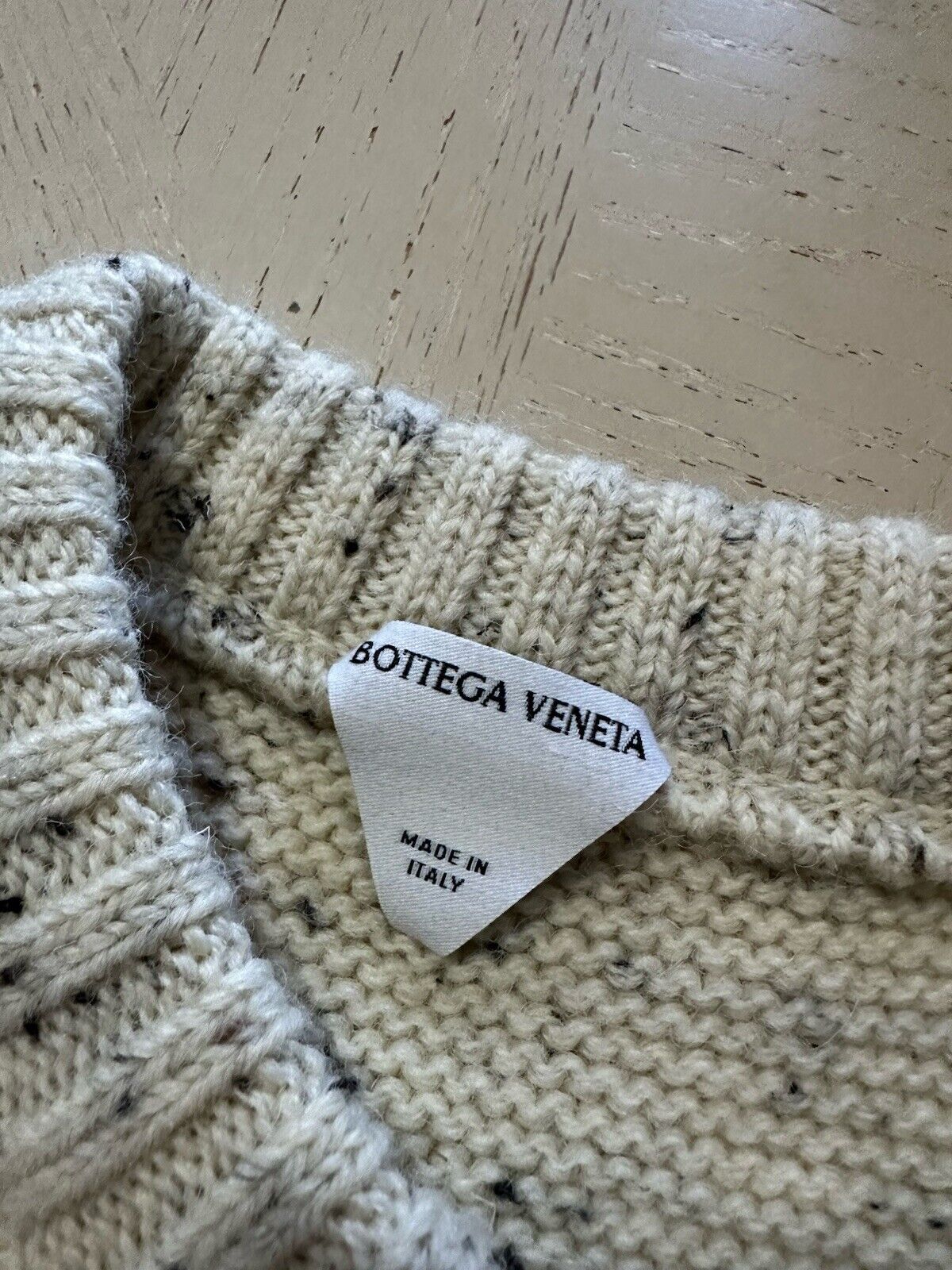 NWT $1200 Bottega Veneta Men Crewneck Wool Sweater White/Cream Size M