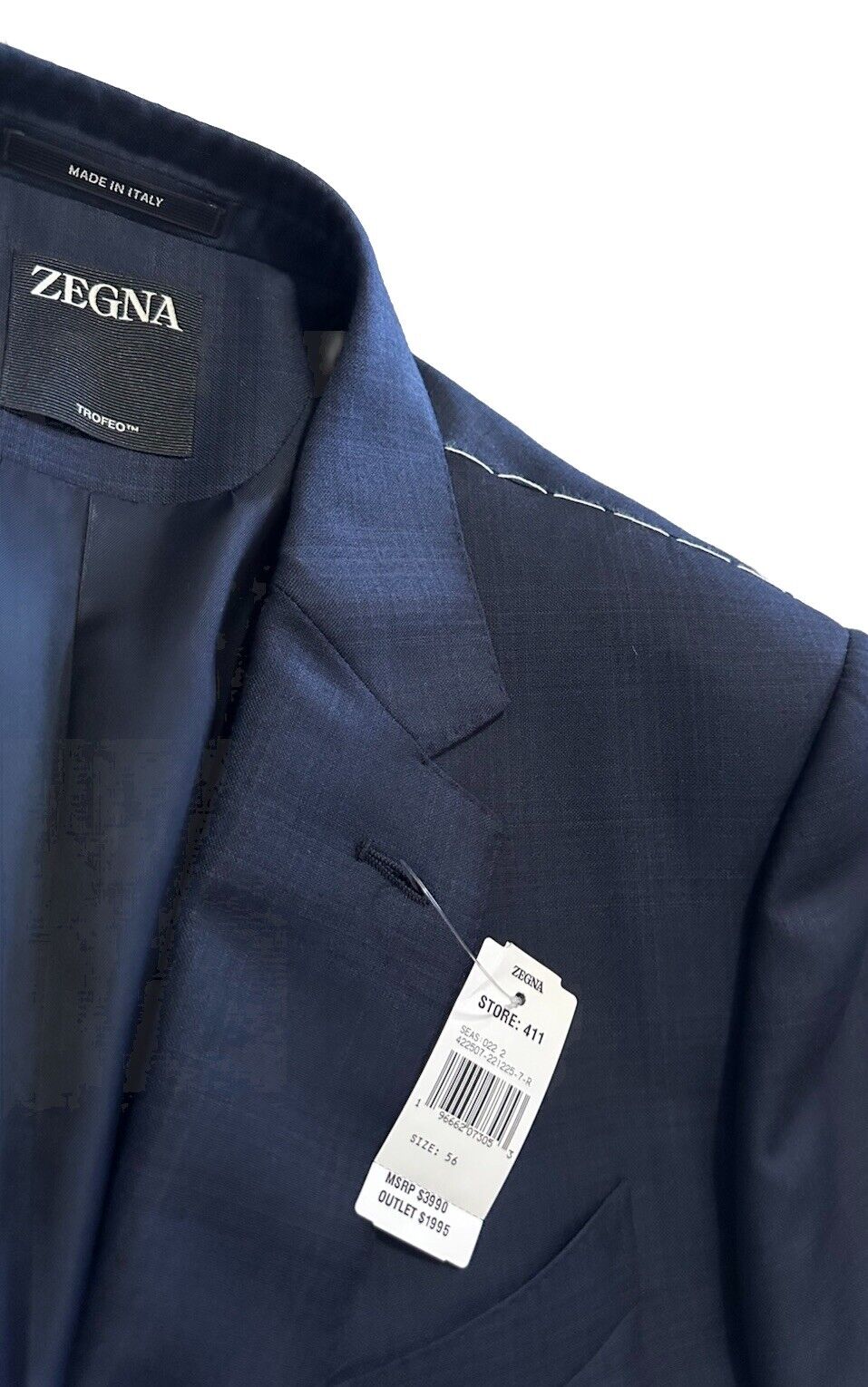 ZEGNA Trofeo Men’s Wool Suit Navy 46R US/56R Eu New $3990