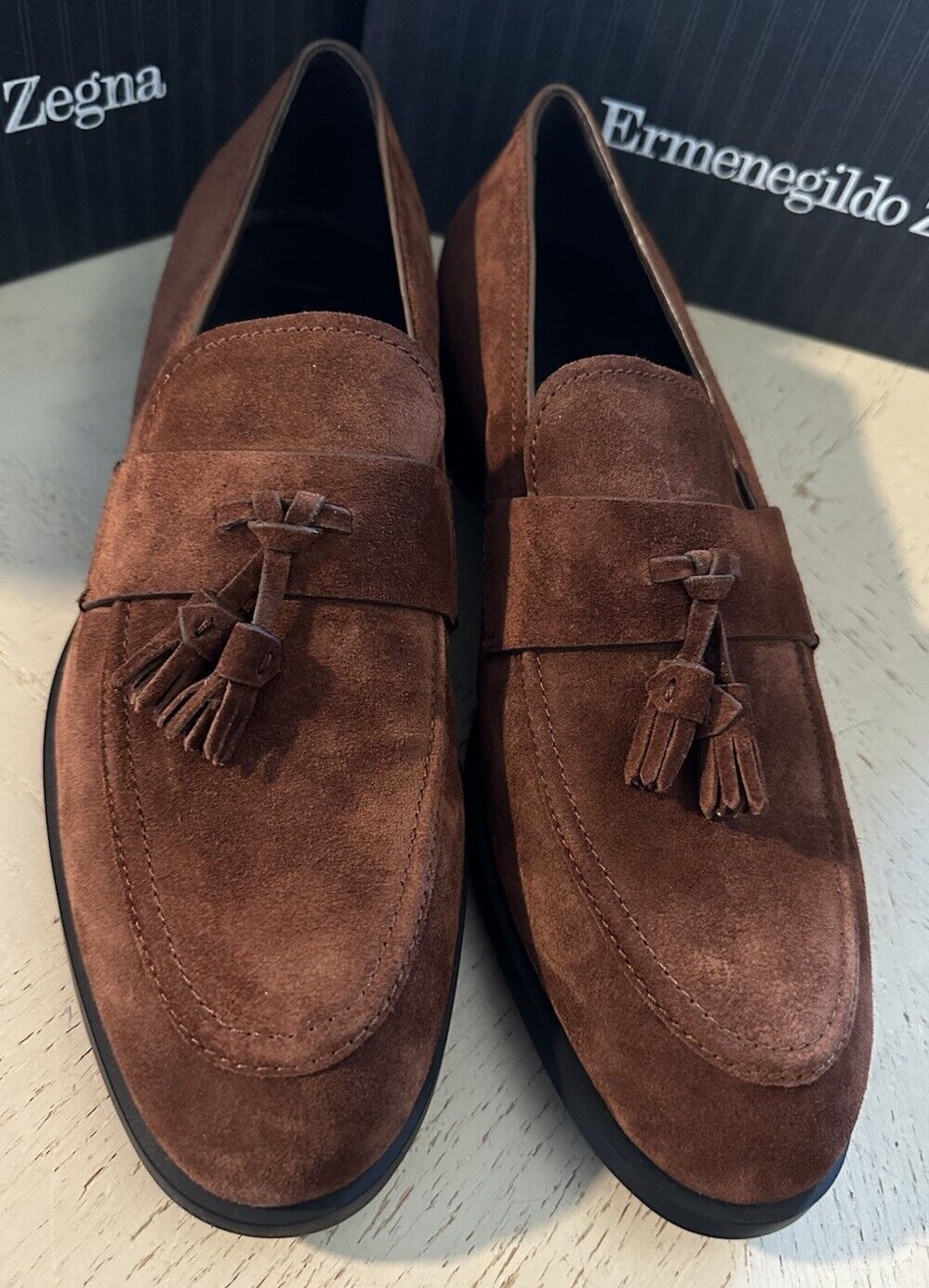 Ermenegildo Zegna Suede Loafers Brown 11 US/44 Eu NWT $895