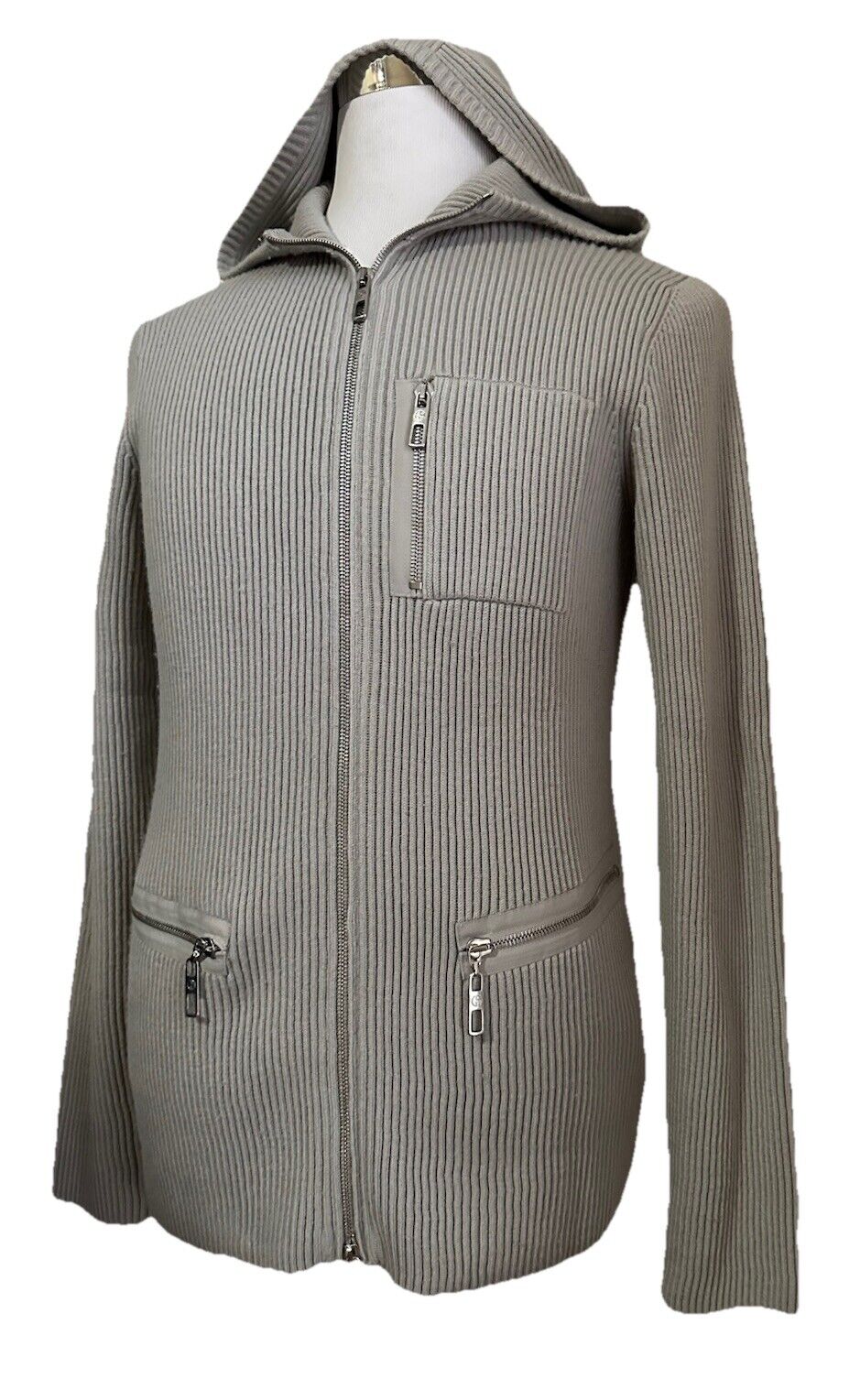 Giorgio Armani Men Classic Zip Hoodie Jacket Sweater Gray 54 Eu/XL New $2295