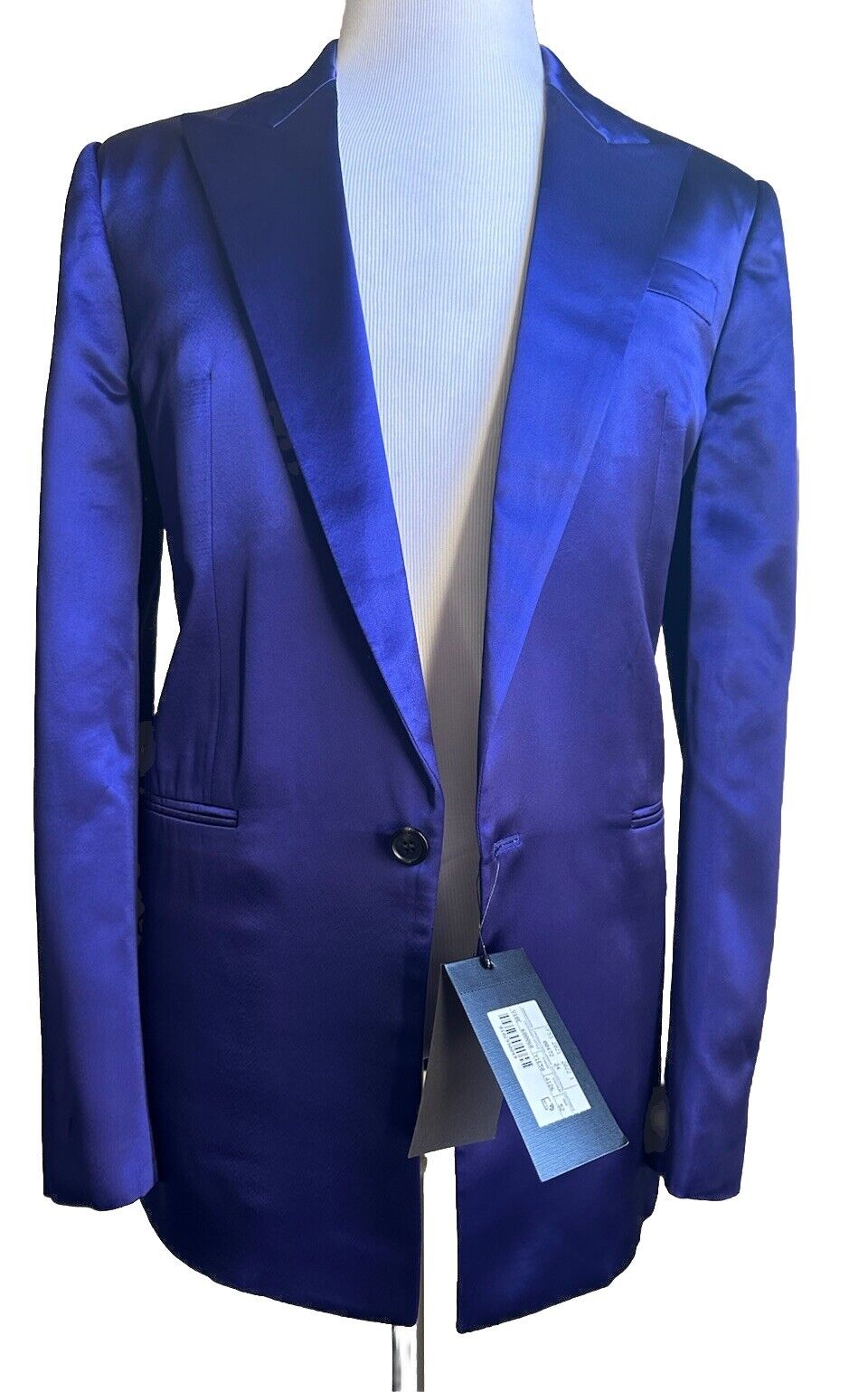 Saint Laurent Men’s Satin Jacket Blazer Blue Electrique 42R US/52R US New $2690