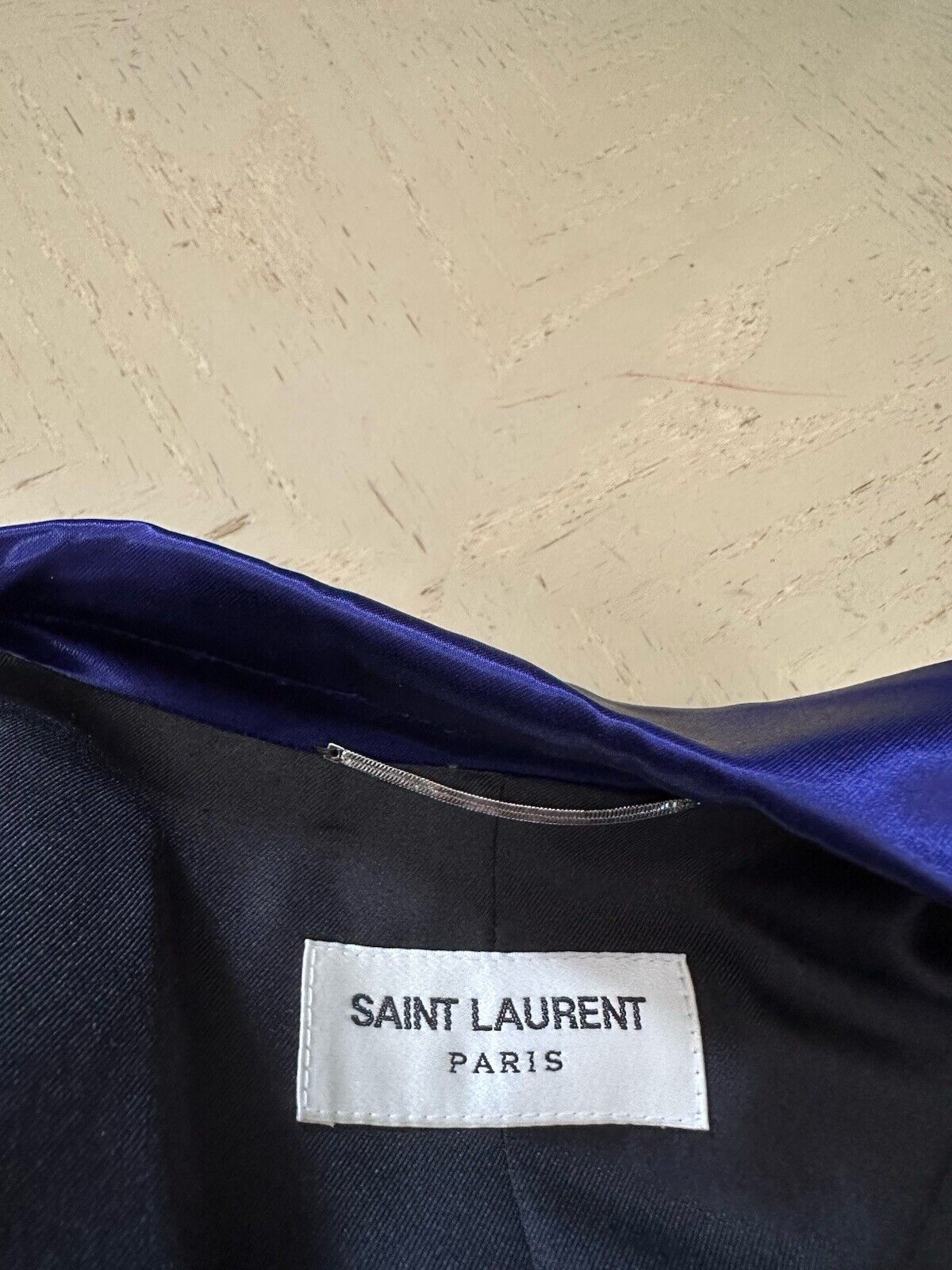 Saint Laurent Men’s Satin Jacket Blazer Blue Electrique 42R US/52R US New $2690