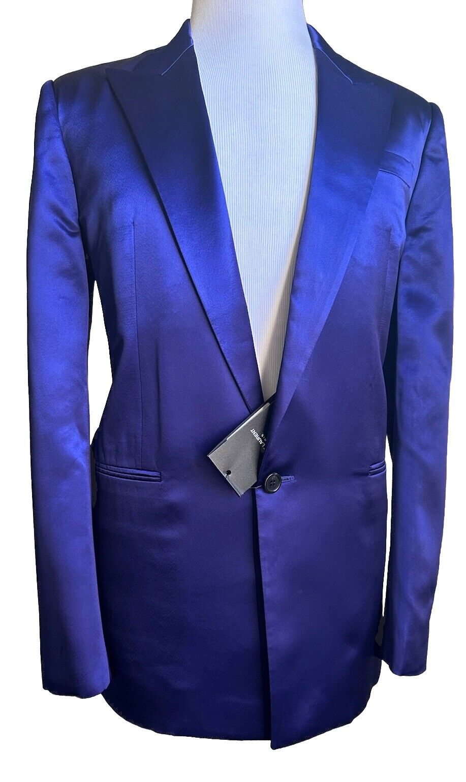 Saint Laurent Men’s Satin Jacket Blazer Blue Electrique 42R US/52R US New $2690