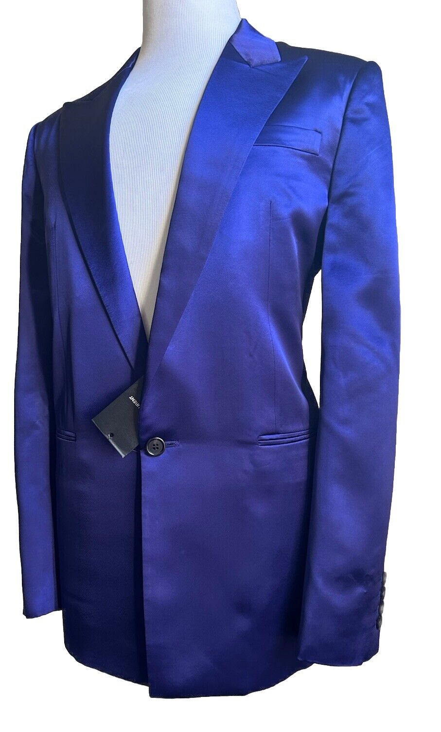 Saint Laurent Men’s Satin Jacket Blazer Blue Electrique 42R US/52R US New $2690