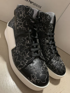 New $745 Emporio Armani Men Leather High Top Sneakers Black 12.5 US/11.5 X4Z063