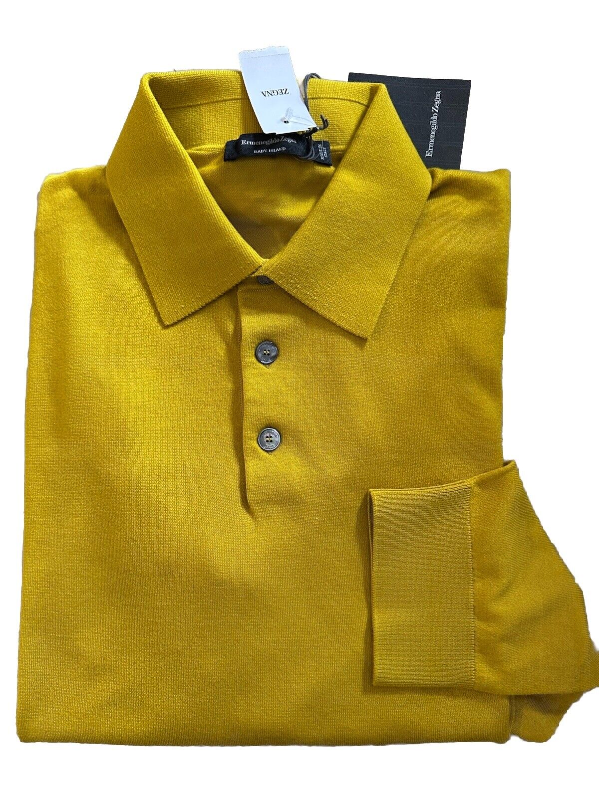 NWT $1195 Ermenegildo Zegna Knitwear Polo Shirt Yellow 54 Eu/XL Italy