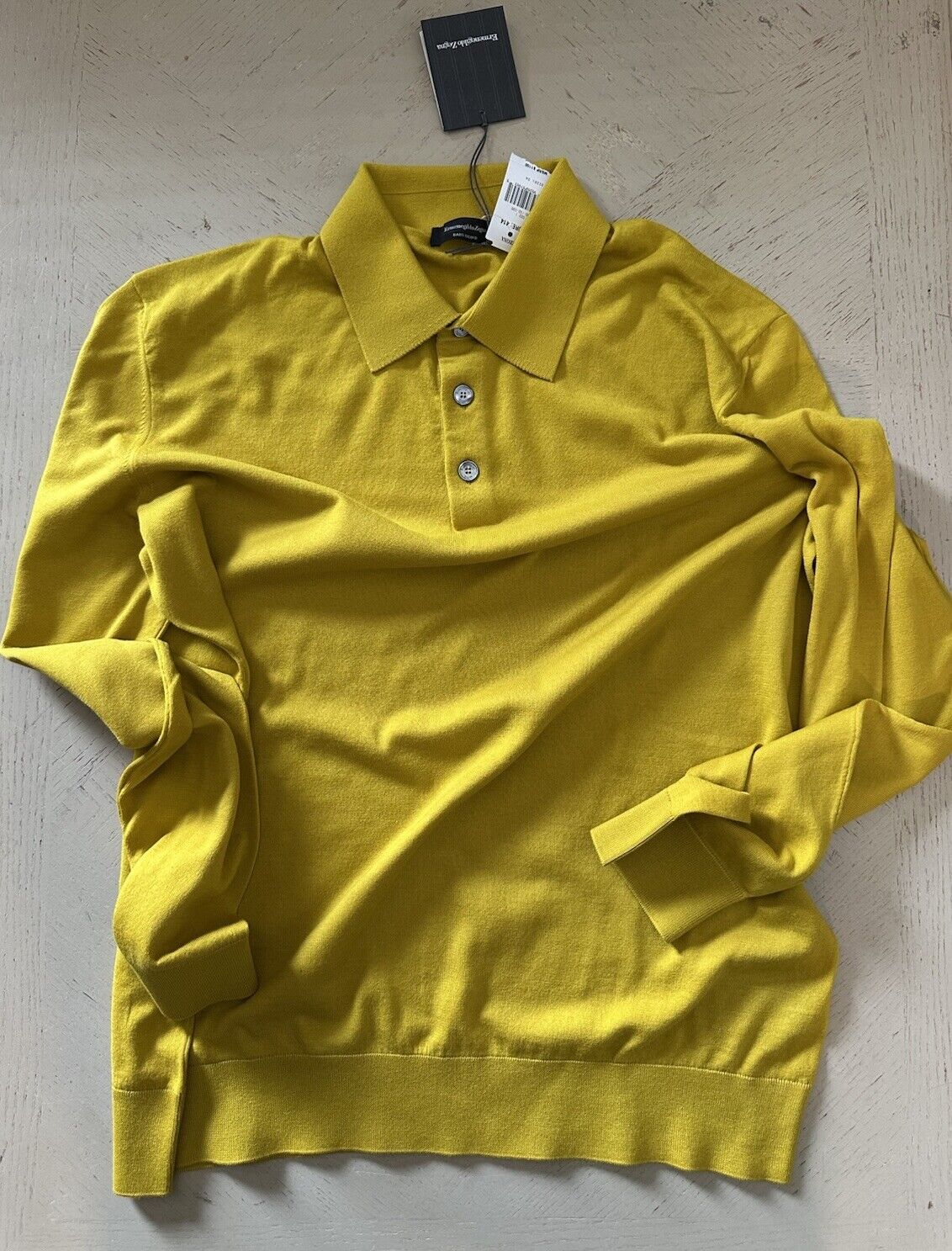 NWT $1195 Ermenegildo Zegna Knitwear Polo Shirt Yellow 54 Eu/XL Italy