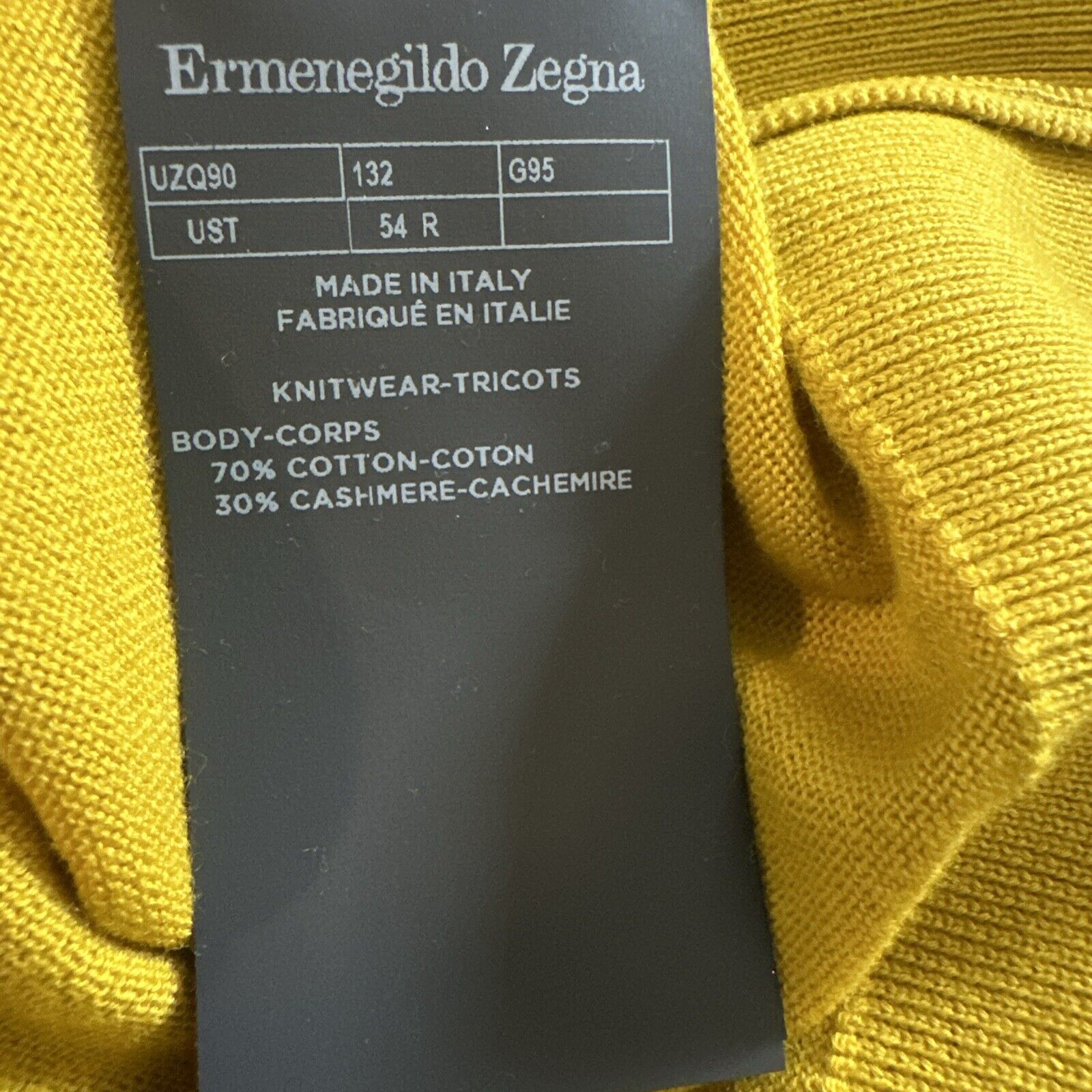 NWT $1195 Ermenegildo Zegna Knitwear Polo Shirt Yellow 54 Eu/XL Italy