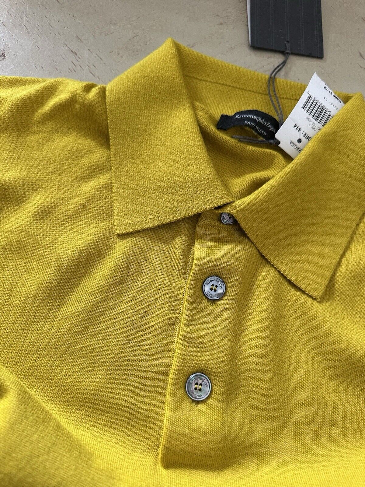 NWT $1195 Ermenegildo Zegna Knitwear Polo Shirt Yellow 54 Eu/XL Italy