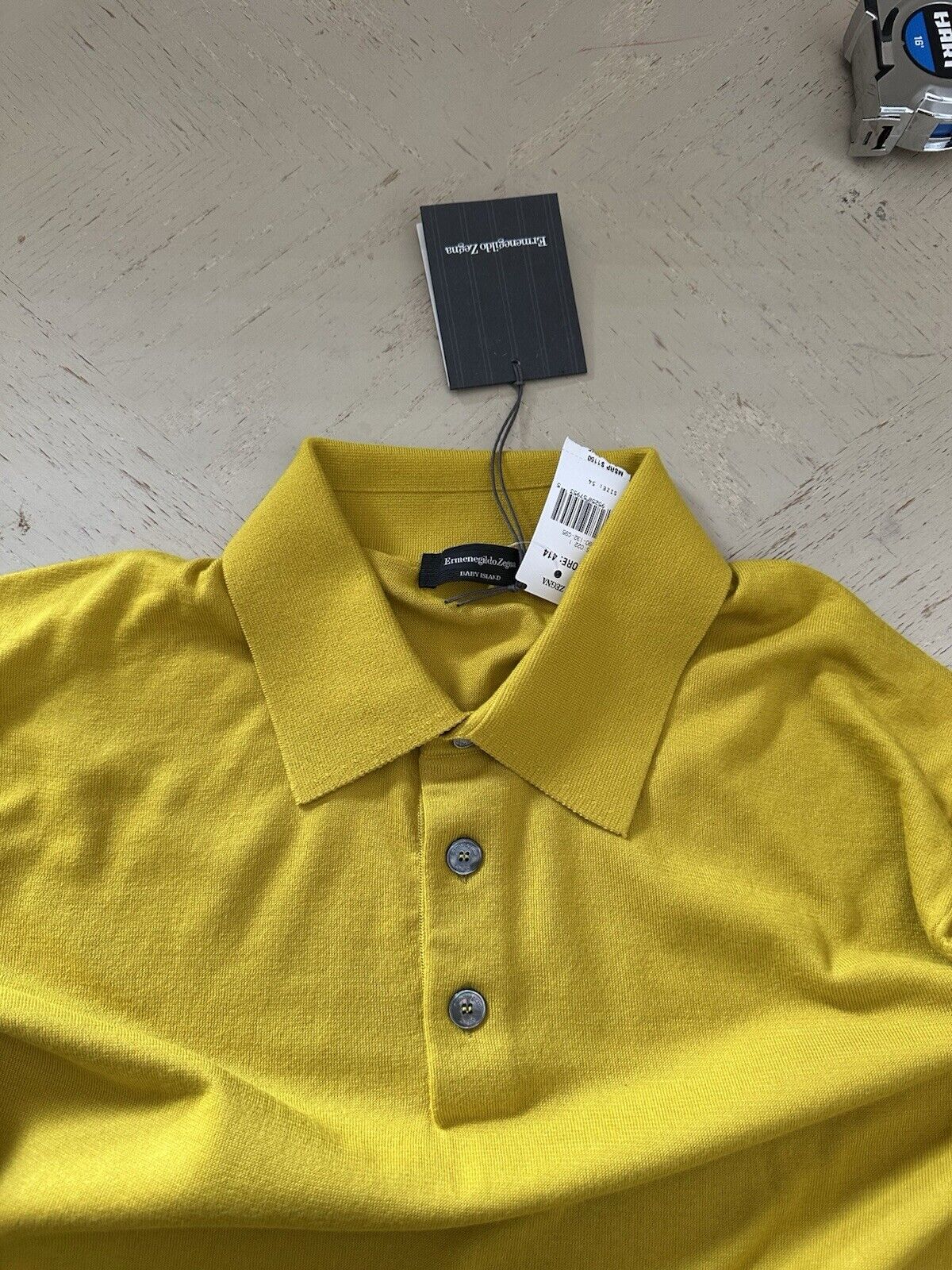 NWT $1195 Ermenegildo Zegna Knitwear Polo Shirt Yellow 54 Eu/XL Italy