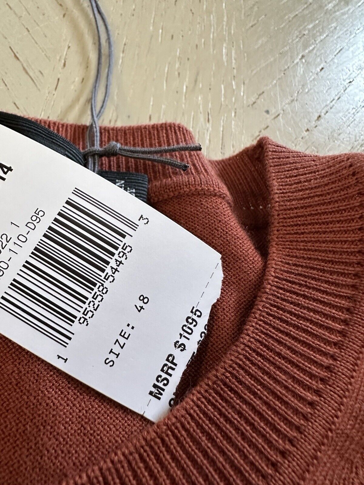 NWT $1095 Ermenegildo Zegna Knitwear Crewneck Sweater Orange 48 Eu/S Italy