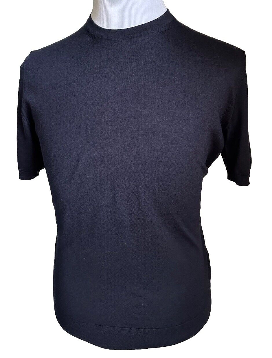 NWT $1195 Ermenegildo Zegna Short Sleeve Crewneck Knit Shirt Navy 48 Eu/S Italy