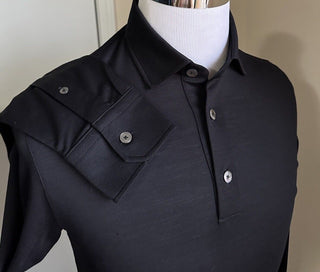 ZEGNA Long Sleeve Wool Polo Shirt Black Size XL New $825