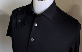 ZEGNA Long Sleeve Wool Polo Shirt Black Size XL New $825