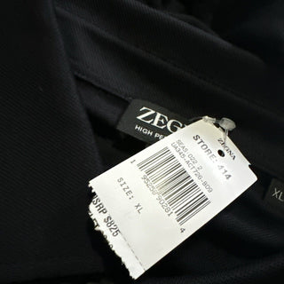 ZEGNA Long Sleeve Wool Polo Shirt Black Size XL New $825