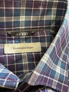 Ermenegildo Zegna Men's Dress Shirt Blue/Multicolor Size S New $695 Italy