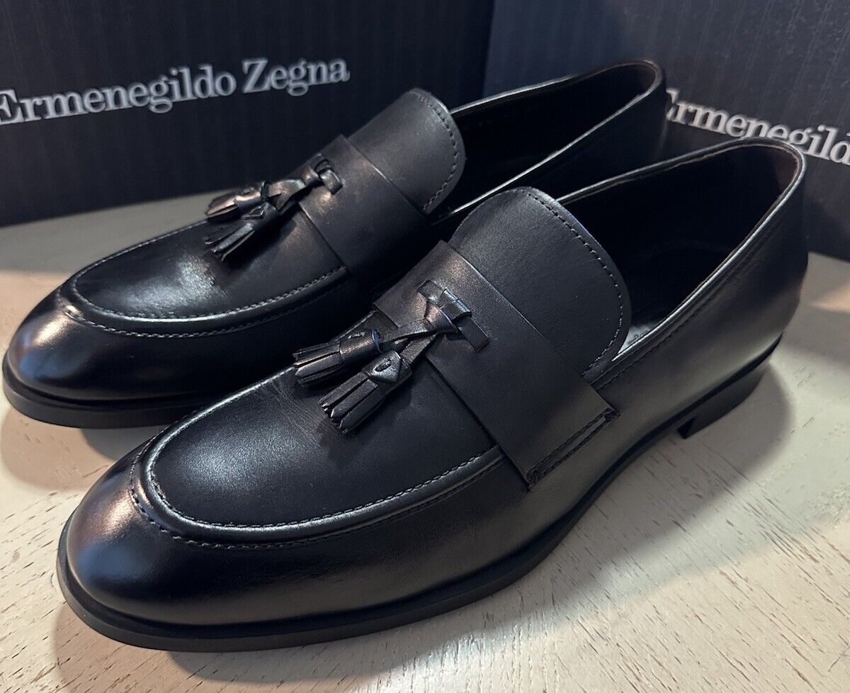 Ermenegildo Zegna Leather Loafers Shoes Black 12 US/45 Eu  New $895 Italy