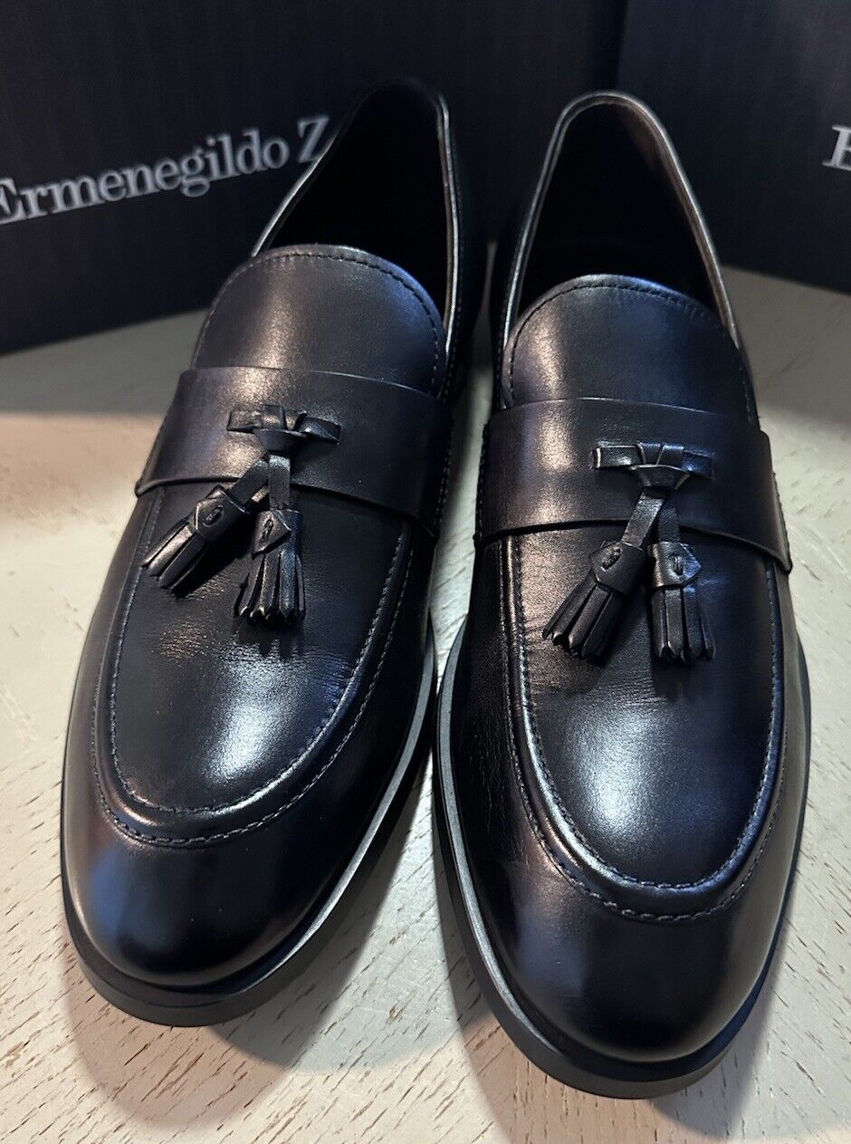 Ermenegildo Zegna Leather Loafers Shoes Black 12 US/45 Eu  New $895 Italy