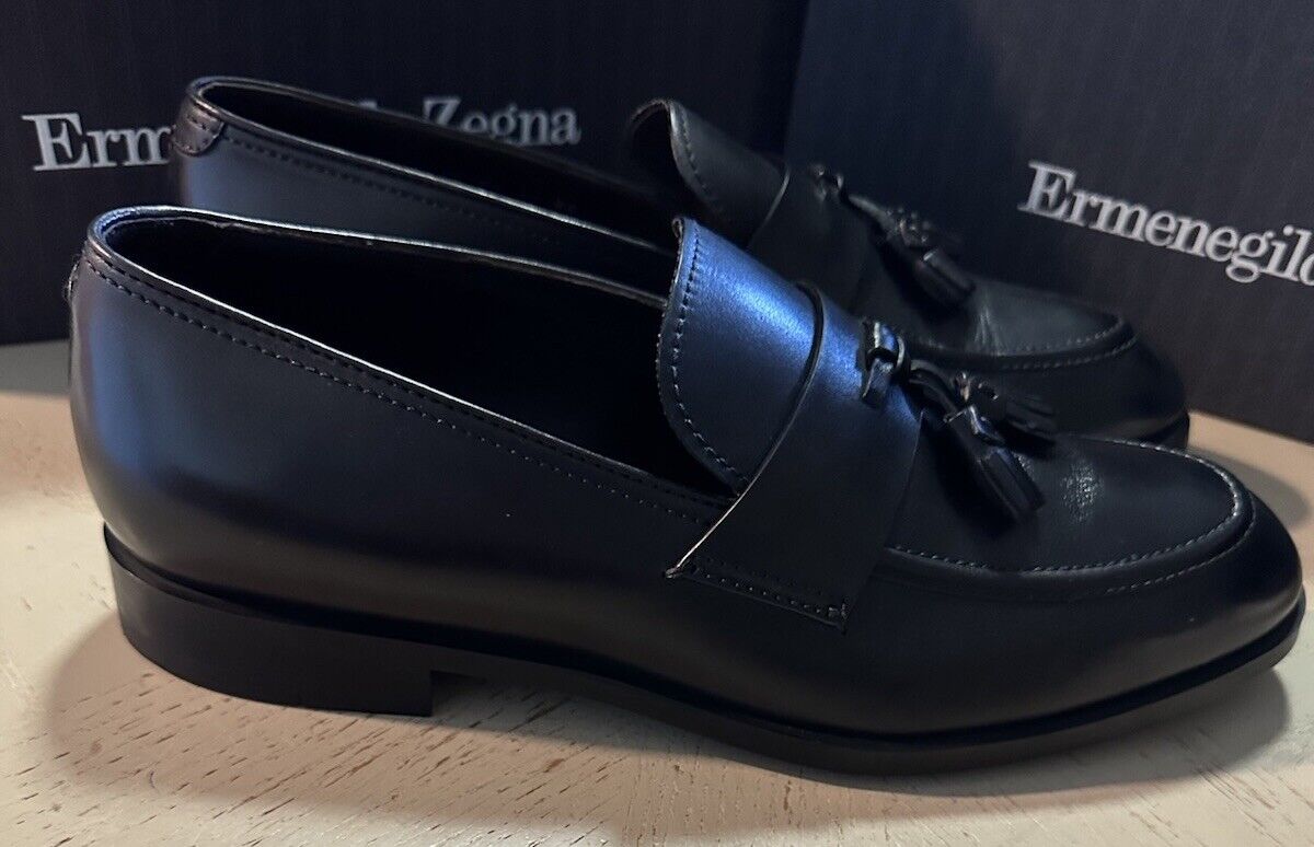 Ermenegildo Zegna Leather Loafers Shoes Black 12 US/45 Eu  New $895 Italy