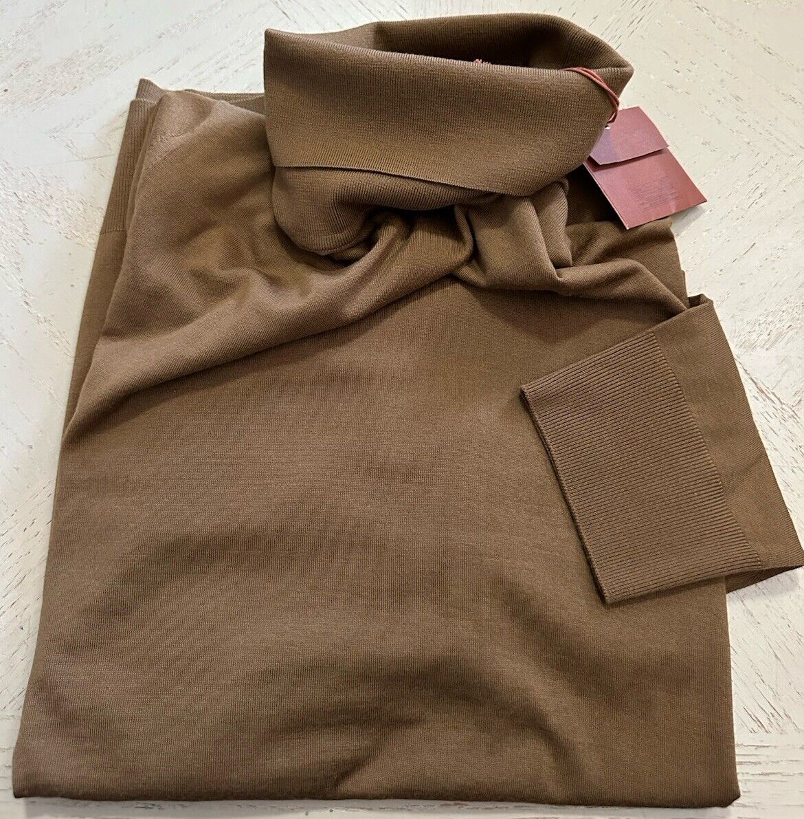 Loro Piana Men Wool Turtleneck Sweater Brown Size 54 Eu/L New $1150