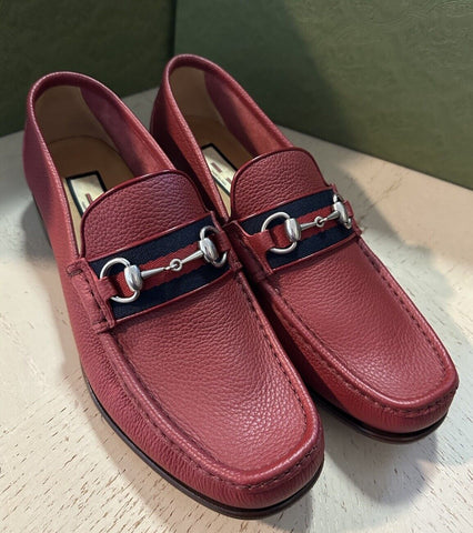 Gucci Mens Leather Moccasin Loafers Shoes Red 10 US/9 UK New 673819