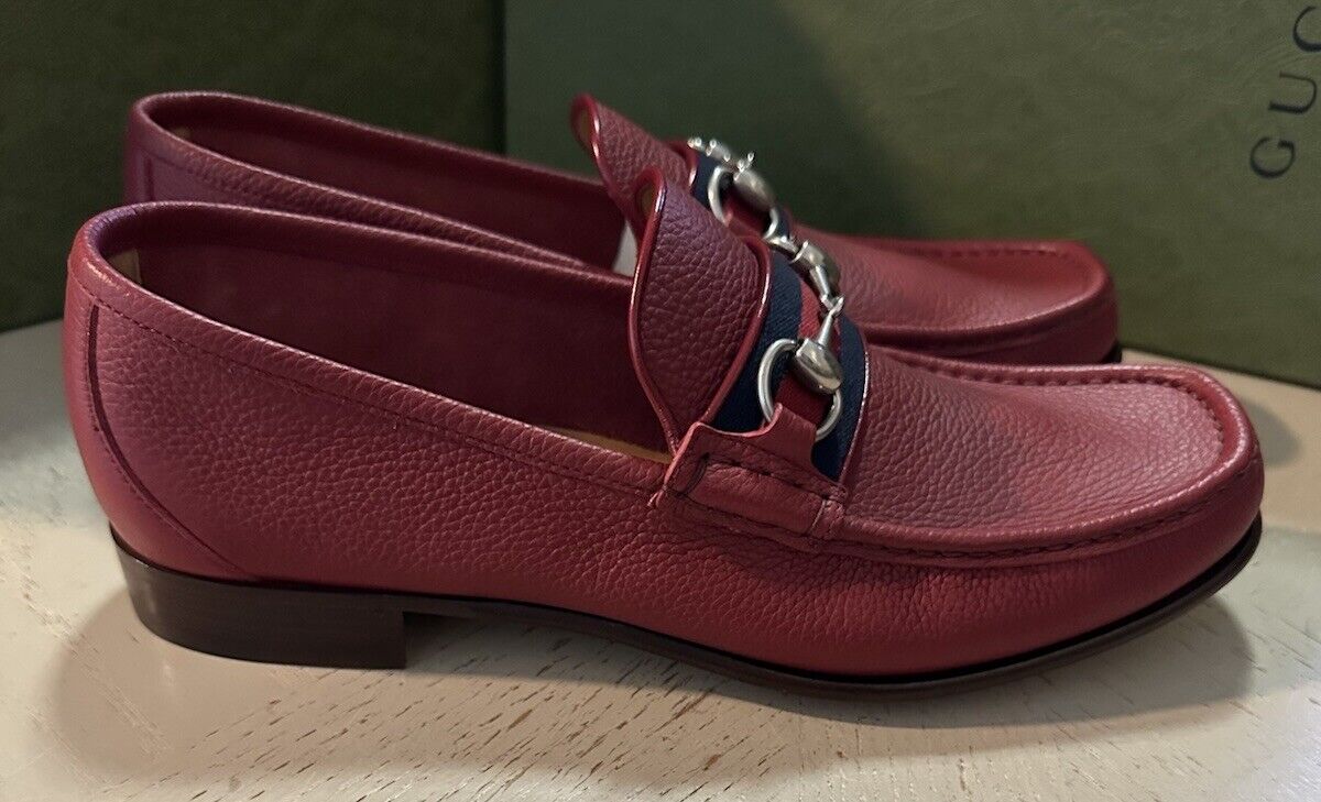 Gucci Mens Leather Moccasin Loafers Shoes Red 10 US/9 UK New 673819