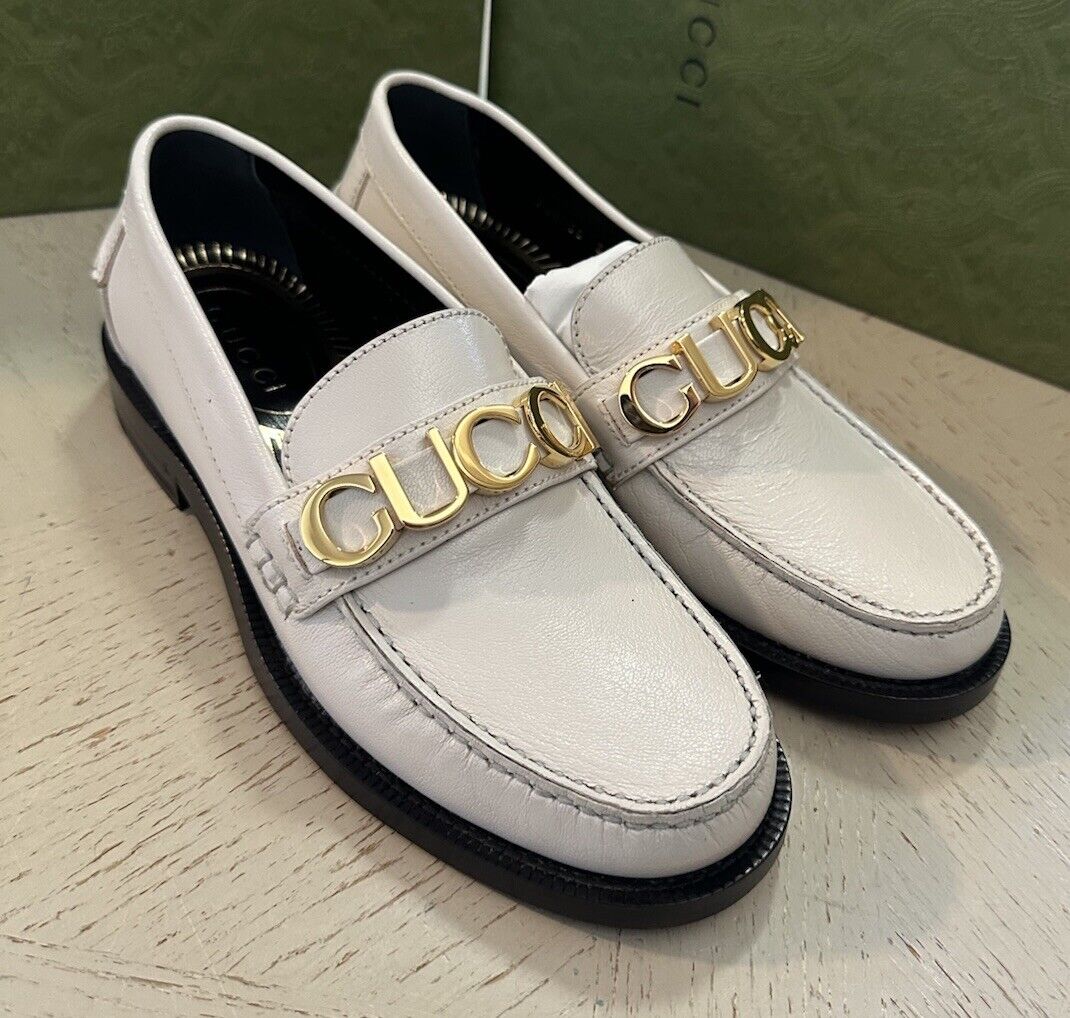 Gucci Women Logo Gucci Loafers Shoes Mystic White 5 US/35 Eu New 700036