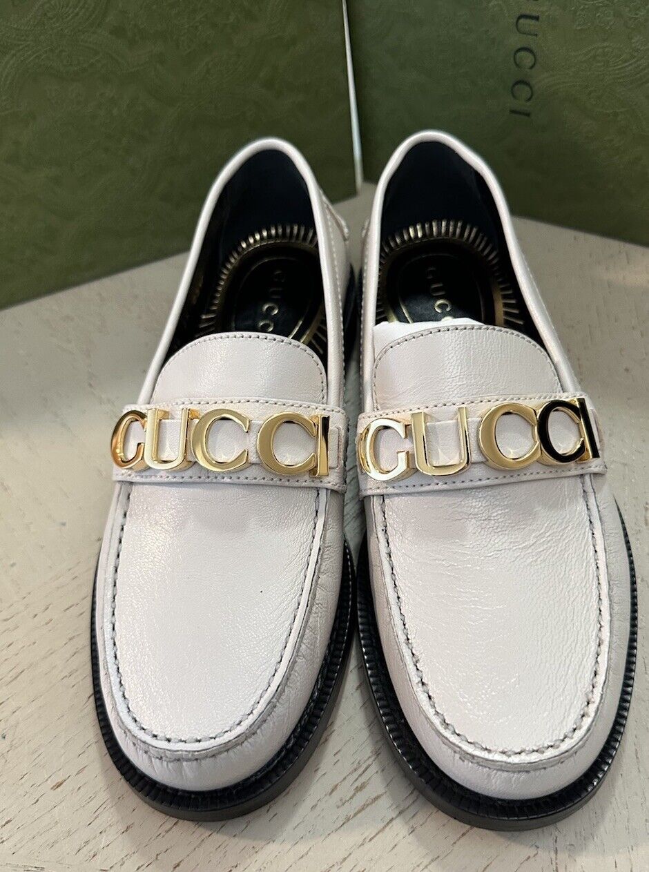 Gucci Women Logo Gucci Loafers Shoes Mystic White 5 US/35 Eu New 700036