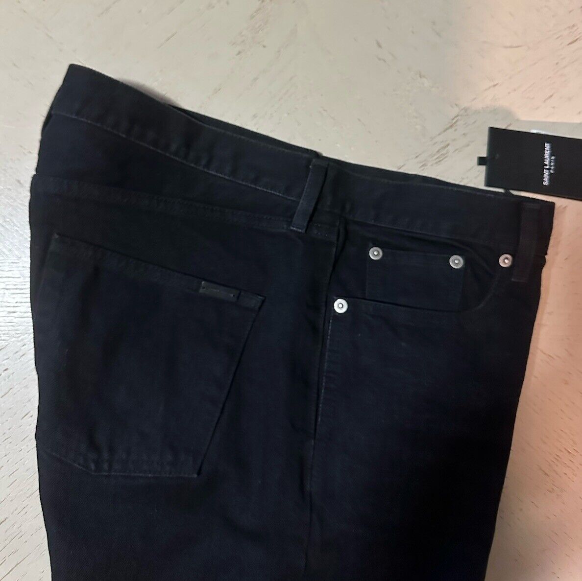 NWT $790 Saint Laurent Men High Rise Jeans Short Pants Black 33 (Measured 36 )