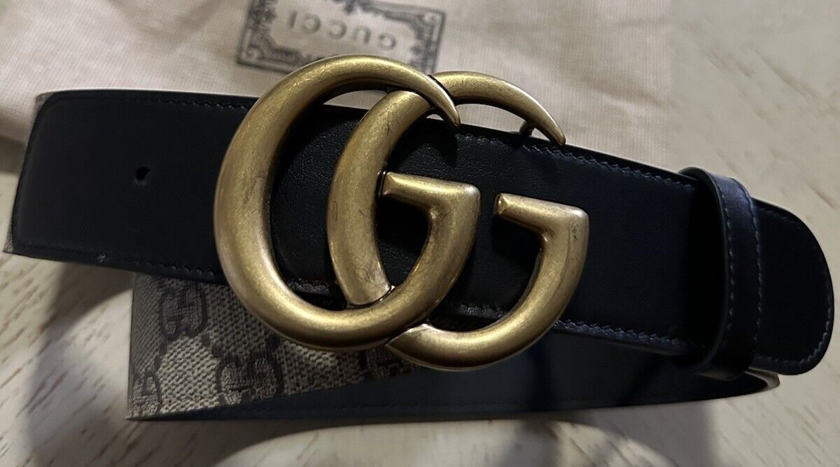 Gucci Women Leather GG Belt Black/Beige Size 80/32 NWT 400593