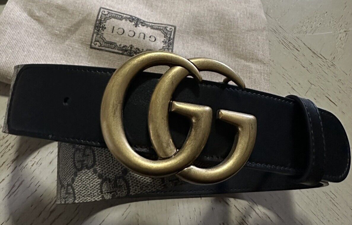 Gucci Women Leather GG Belt Black/Beige Size 80/32 NWT 400593