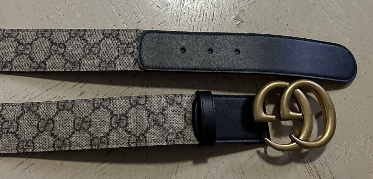 Gucci Women Leather GG Belt Black/Beige Size 80/32 NWT 400593