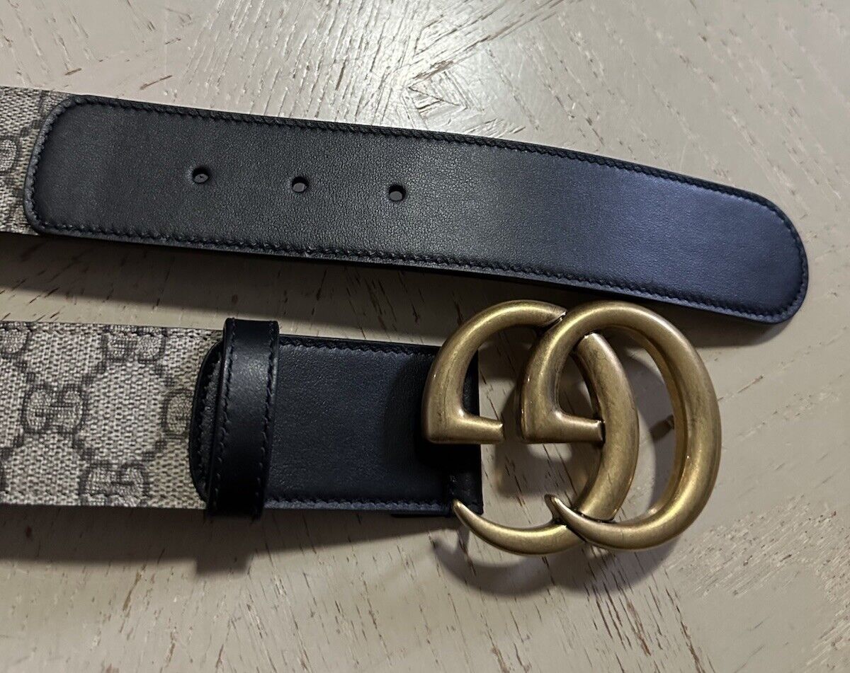 Gucci Women Leather GG Belt Black/Beige Size 80/32 NWT 400593