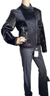 New $7000 TOM FORD Women Leather/Viscose Jacket Black 4 US ( 40 It ) Italy