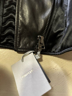 New $7000 TOM FORD Women Leather/Viscose Jacket Black 4 US ( 40 It ) Italy