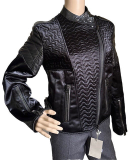 New $7000 TOM FORD Women Leather/Viscose Jacket Black 4 US ( 40 It ) Italy