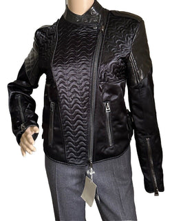New $7000 TOM FORD Women Leather/Viscose Jacket Black 4 US ( 40 It ) Italy