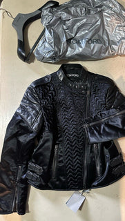 New $7000 TOM FORD Women Leather/Viscose Jacket Black 4 US ( 40 It ) Italy