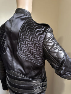 New $7000 TOM FORD Women Leather/Viscose Jacket Black 4 US ( 40 It ) Italy
