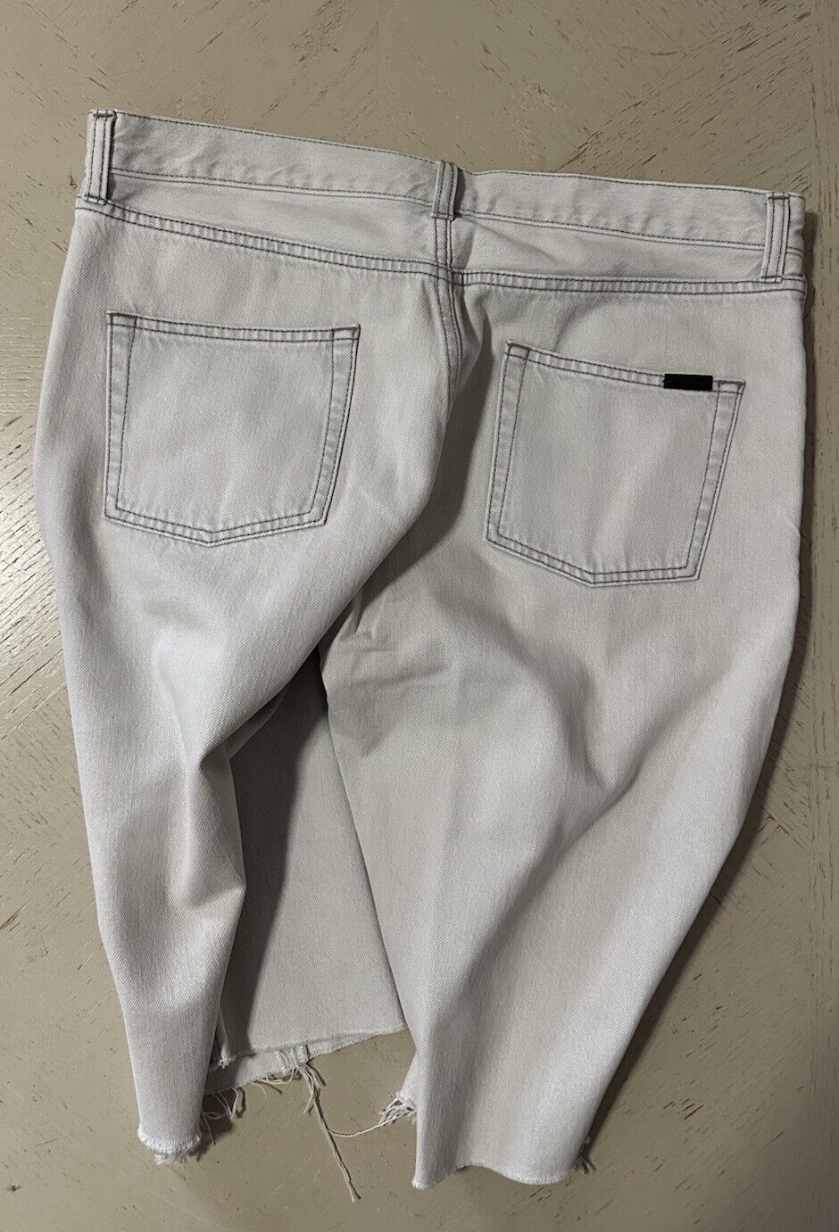 NWT $890 Saint Laurent Men High Rise Jeans Short Pants Grey/wh 32 (Measured 34 )