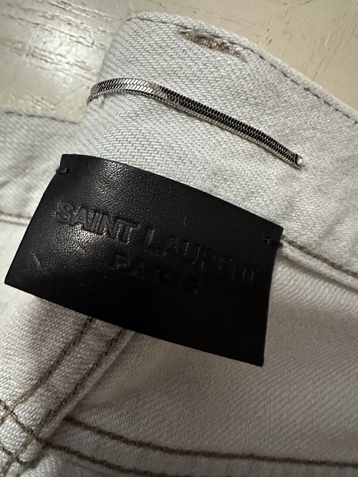 NWT $890 Saint Laurent Men High Rise Jeans Short Pants Grey/wh 32 (Measured 34 )