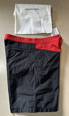 NWT $890 Ferragamo Men’s Swim Short Black/Red size 34 US/50 Eu Italy