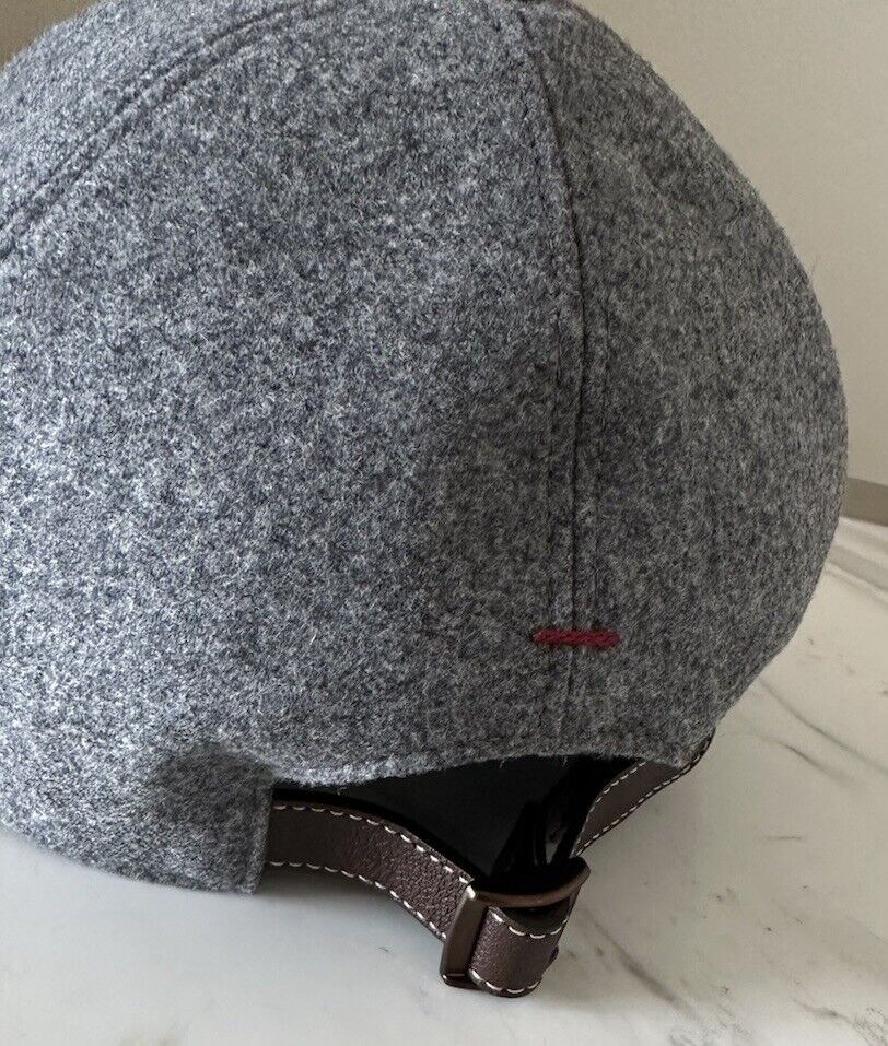 NWT $595  Brunello Cucinelli Men Suede Baseball Cap Hat Gray Size L Italy