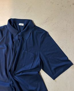 Saint Laurent Men Short Sleeve Wool Polo Shirt Blue XXL New $1290 Italy